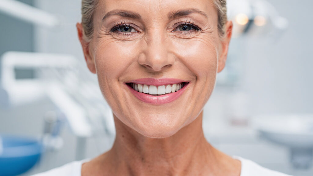 Persona sonriendo de forma saludable que representa el tratamiento de biohacking dental y longevidad en Orion Dental.