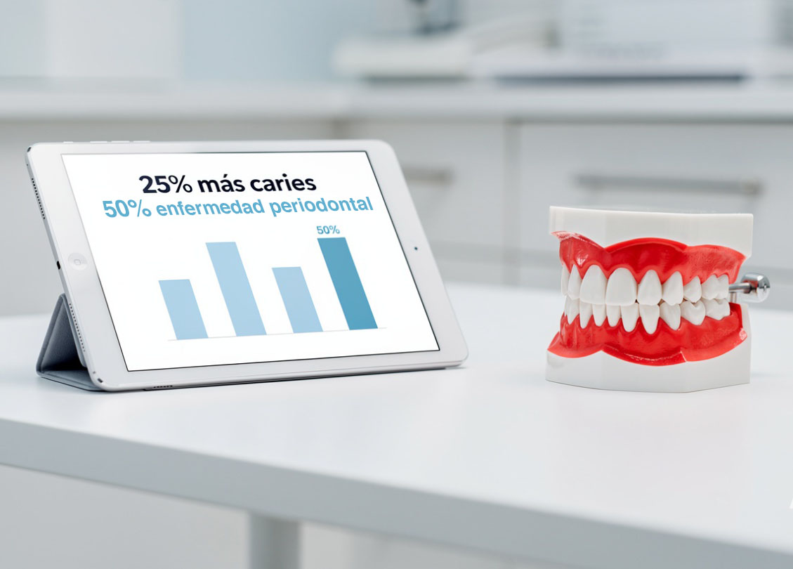 Adultos con problemas de salud mental tienen 25 por ciento más caries y 50 por ciento más enfermedad periodontal