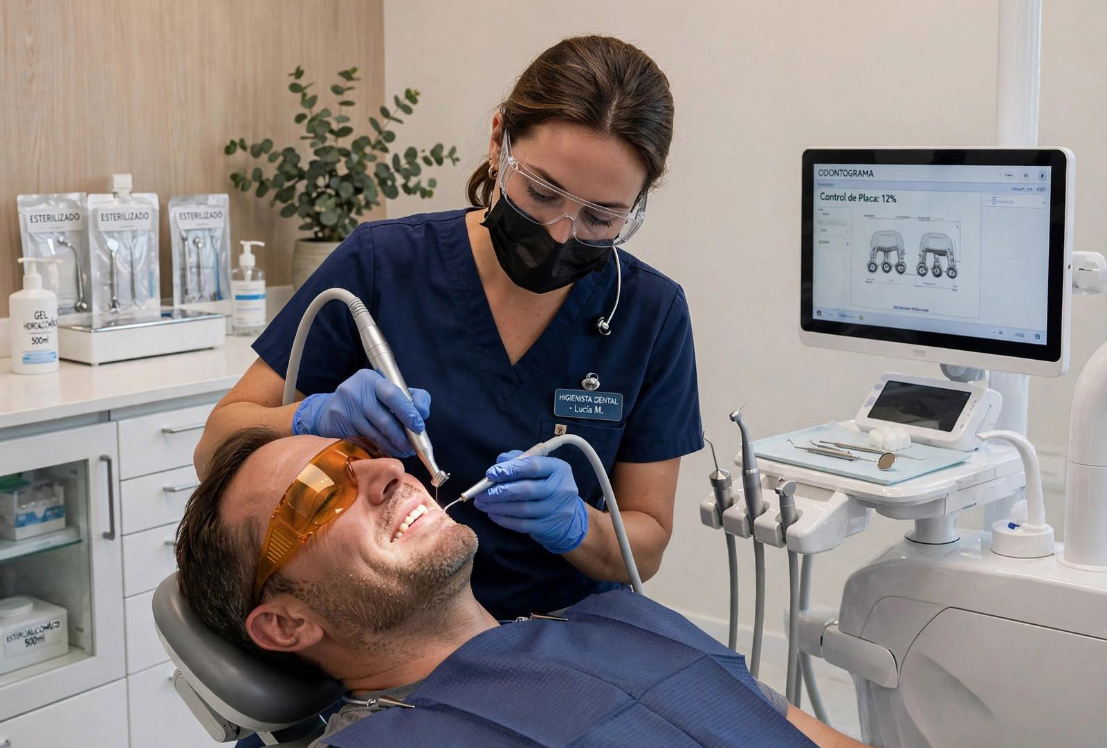 Tratamiento de limpieza dental con tecnología Guided Biofilm Therapy para eliminar bacterias